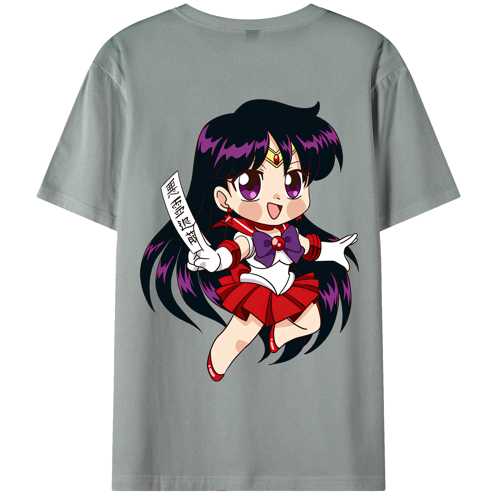 （画像用） 美少女戦士セーラームーン 火野レイ ひの レイ Sailor Moon Hino Rei （セーラーマーズ,Sailor Mars） 綿100％ メンズ半袖Tシャツ（バックプリント） 通気性